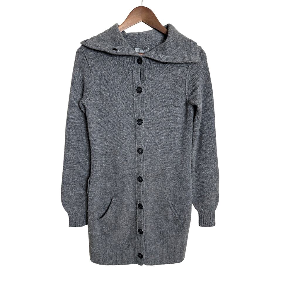 James Perse 100% Cashmere Sweater Coat Cardigan Longline Button Front size Small